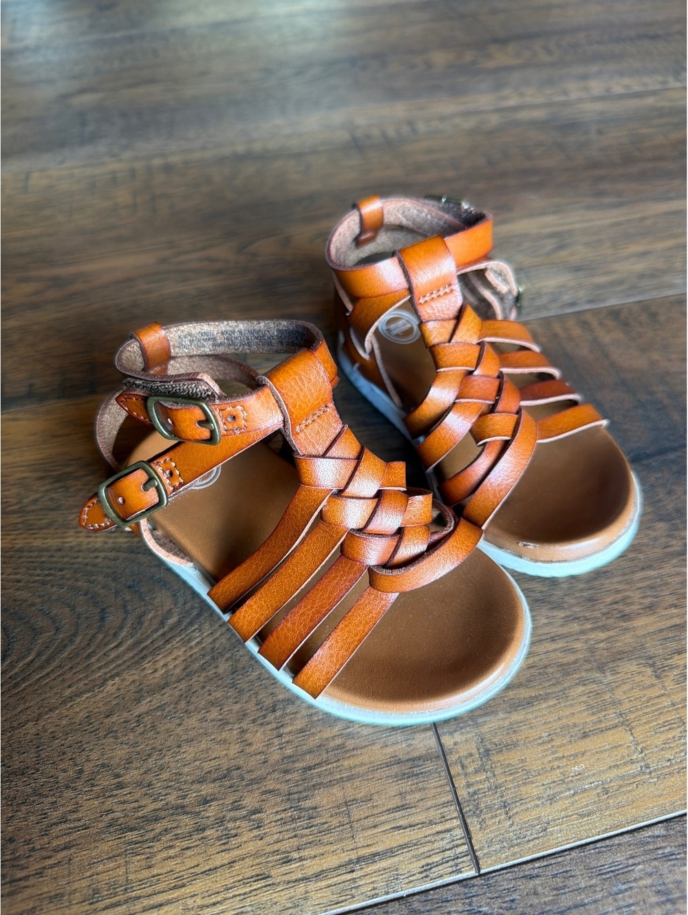 Wonder Nation Girls' Brown Faux Leather Gladiator Sandals Size 5